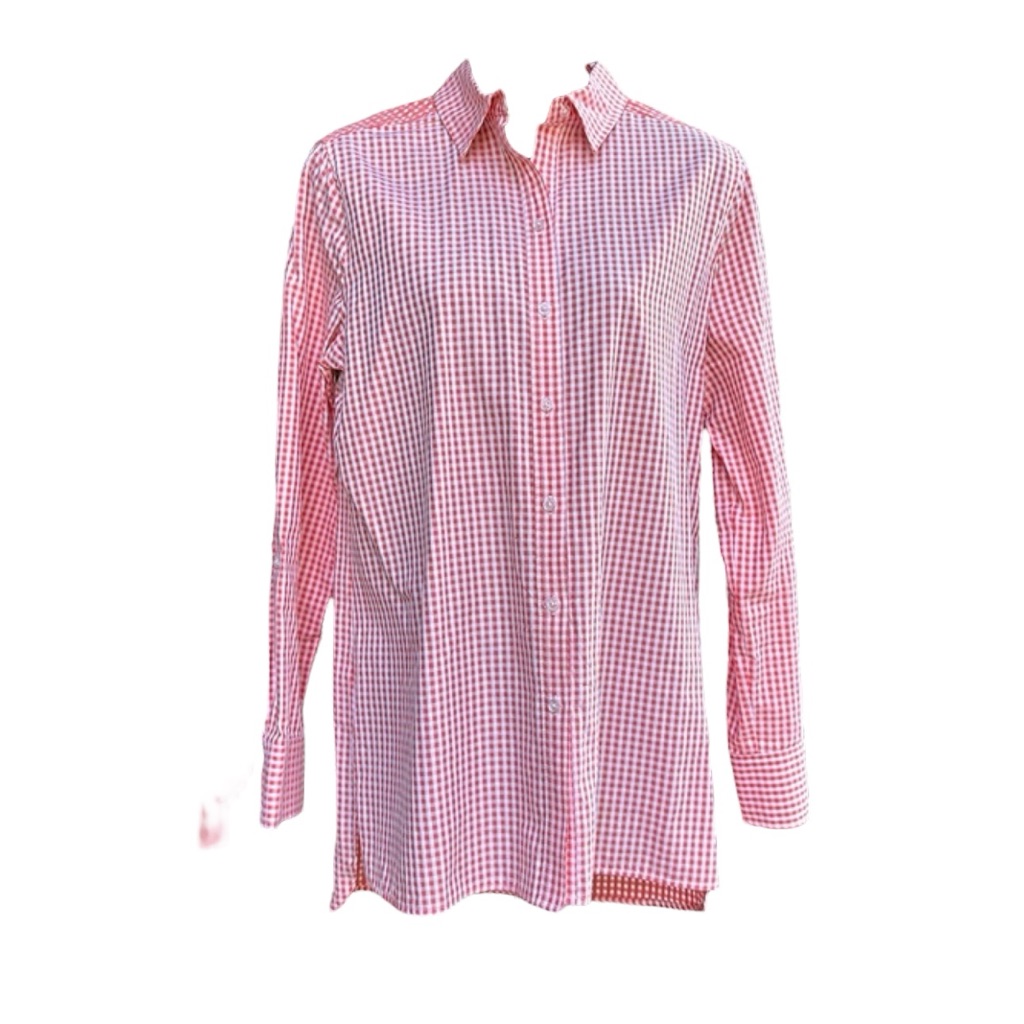 Tyler Boe Coral & White Checked Shirt, Size 4, Ec